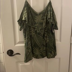 Green off shoulder top